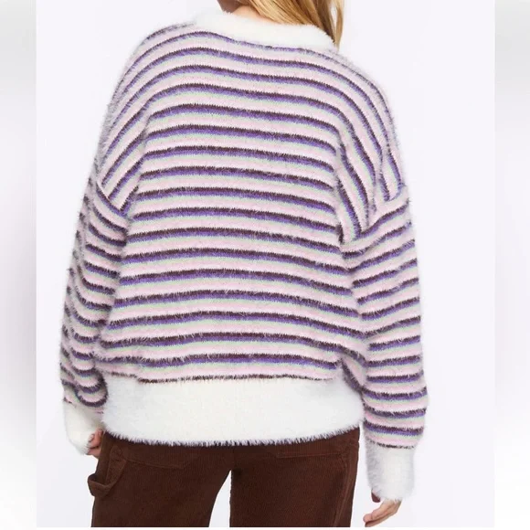 FOREVER 21 Fuzzy Striped Floral Graphic Sweater - Picture 9 of 16